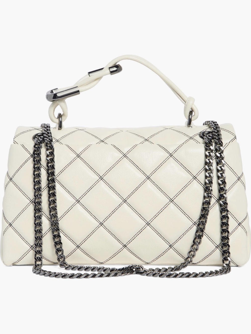 Marc Jacobs Quilted Cream Leather Shoulder Bag with Contrast Stitching, Medium. - Picture 11 of 15